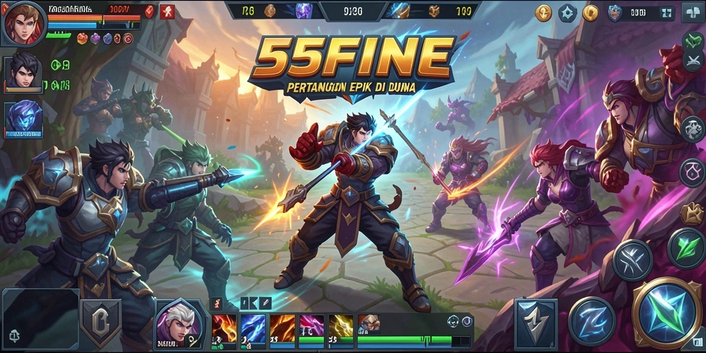 Gameplay menarik dari 55FIVE dalam pertempuran MOBA.