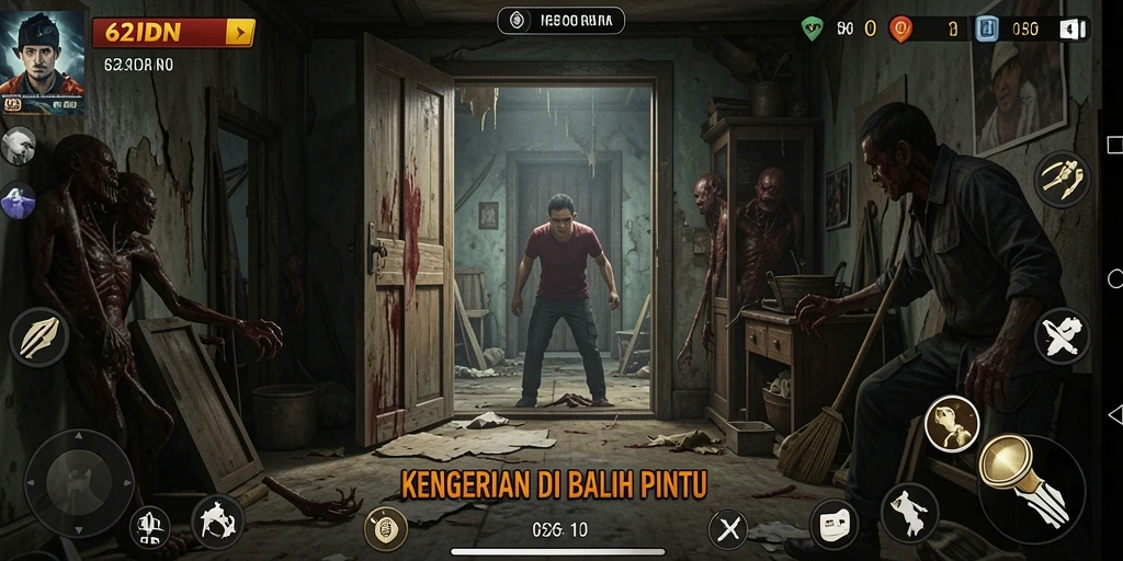 Tampak kengerian dalam gameplay 62IDN saat menjelajahi tempat angker.