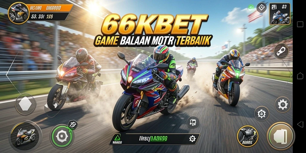 Tangkapan layar 66KBET menampilkan gameplay balapan motor yang mendebarkan.