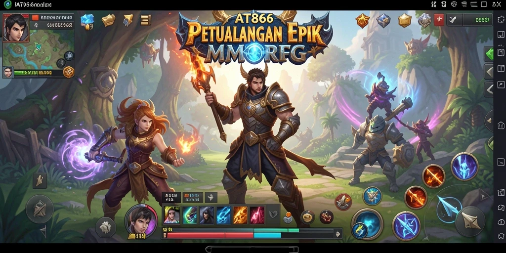 Screenshot gameplay menampilkan aksi pertempuran epik di dunia MMORPG.
