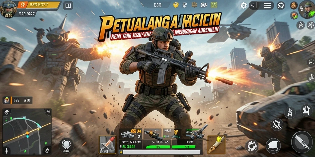Gameplay intens di BROMO77 dengan karakter beraksi.