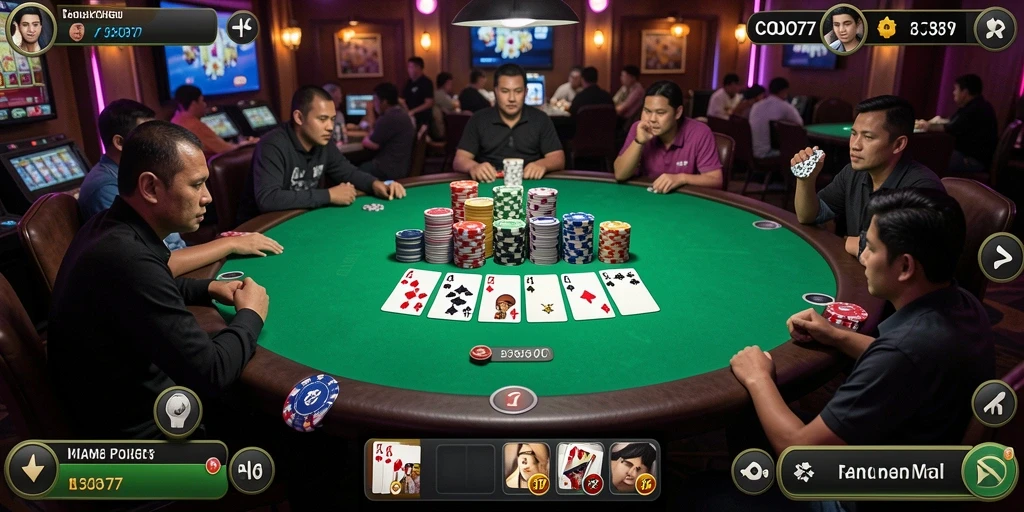 Gameplay seru COO77 dalam permainan Poker yang menegangkan.