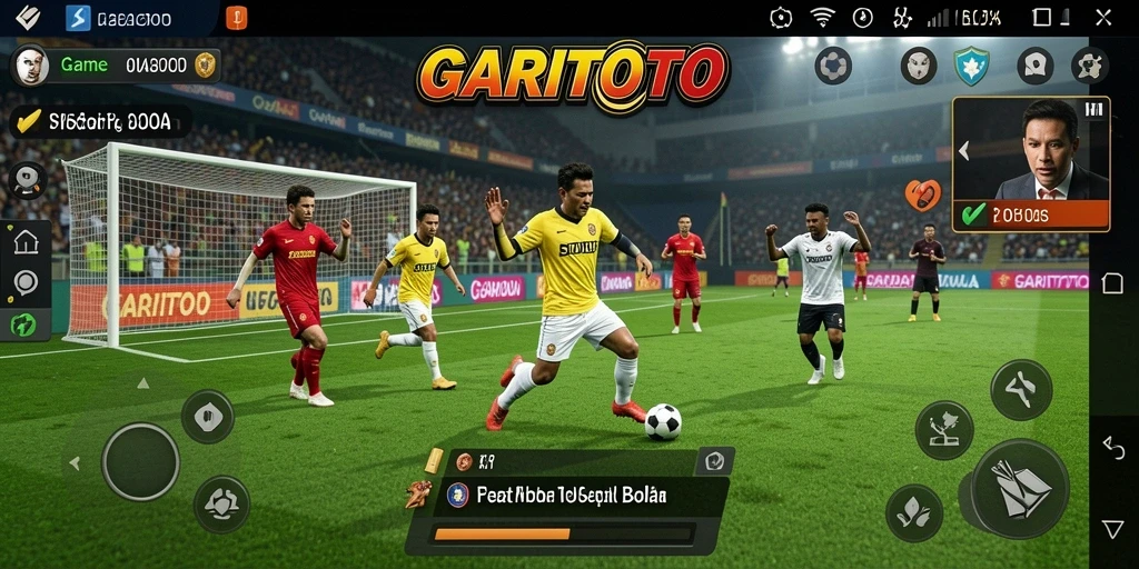 Tangkapan layar GARITOTO menampilkan aksi permainan sepak bola yang mendebarkan.