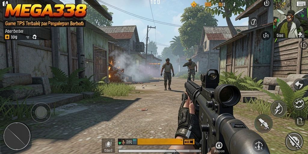 Tampilan gameplay seru dalam MEGA338 dengan aksi tembak-menembak yang intens.