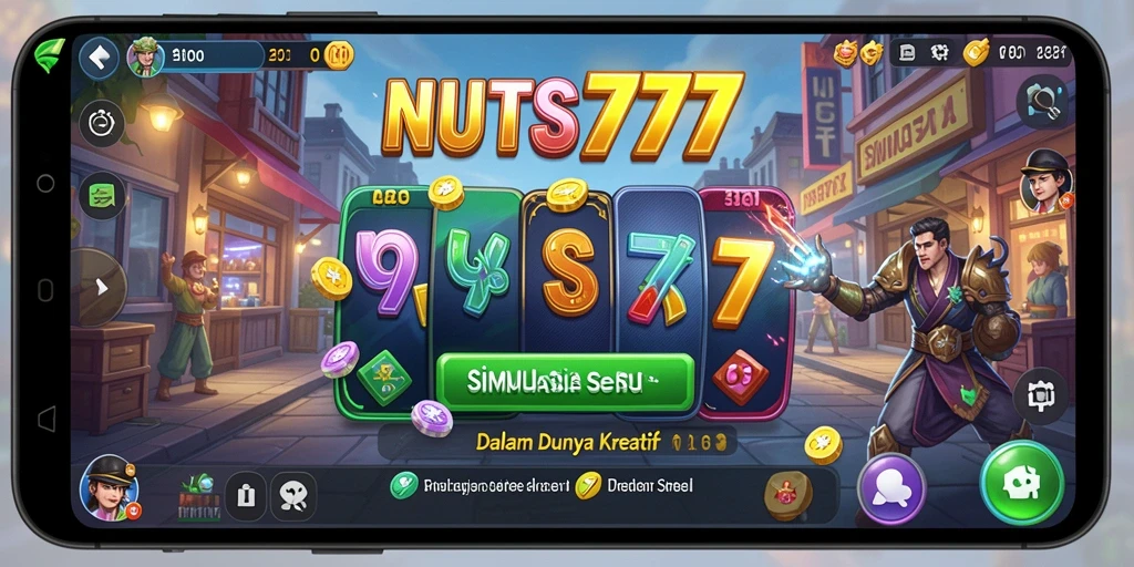 Tampilan gameplay menarik di NUTS777 dengan elemen kreatif.