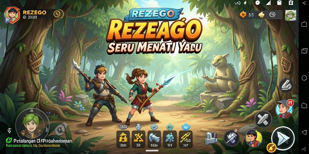 Gameplay menarik dalam REZEGO yang menampilkan aksi petualangan yang seru.
