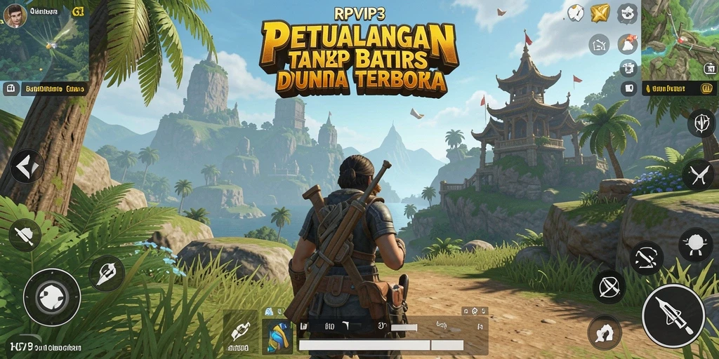 Tampilan gameplay RPVIP3 yang memukau di dunia terbuka.