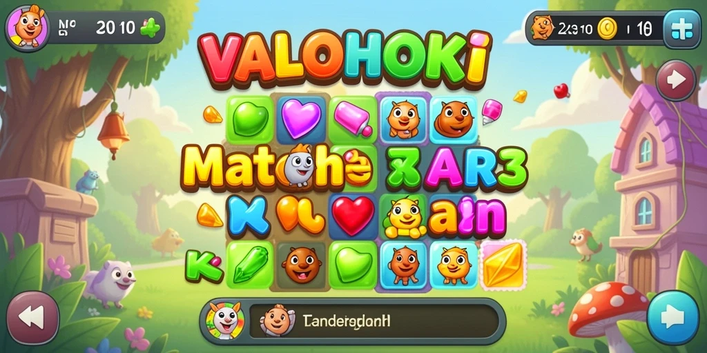 Tangkapan layar dari gameplay VALOHOKI yang menampilkan kombinasi warna-warni.
