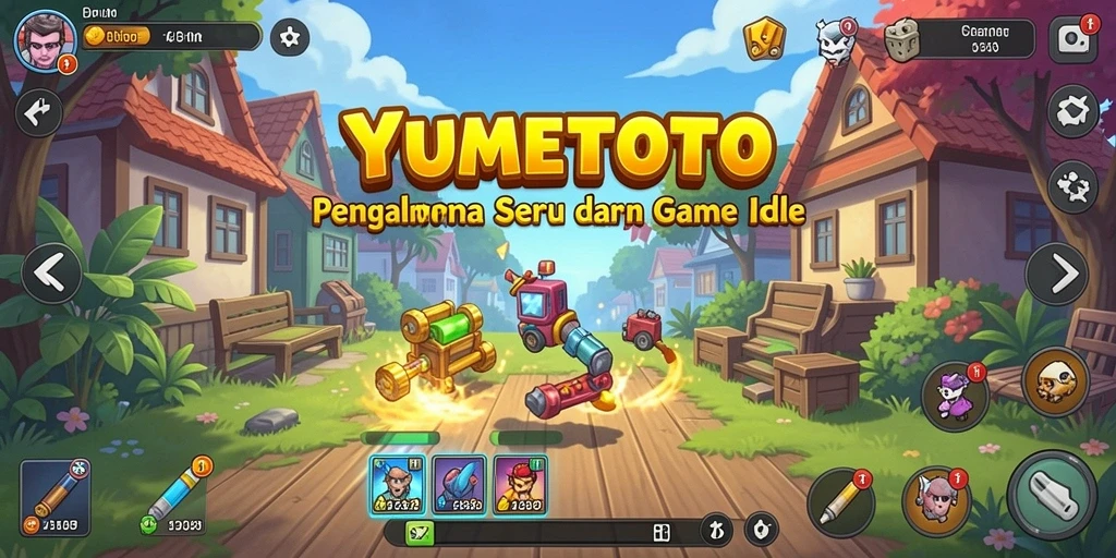 Screenshot gameplay YUMETOTO menunjukkan karakter yang lucu dalam aksi Idle.
