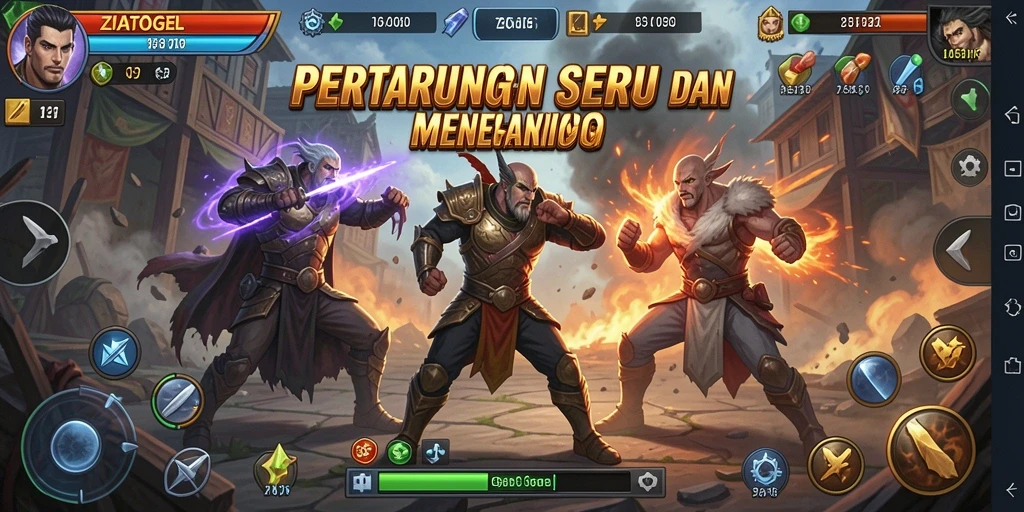 Screenshot gameplay ZIATOGEL menampilkan aksi pertarungan yang intens.